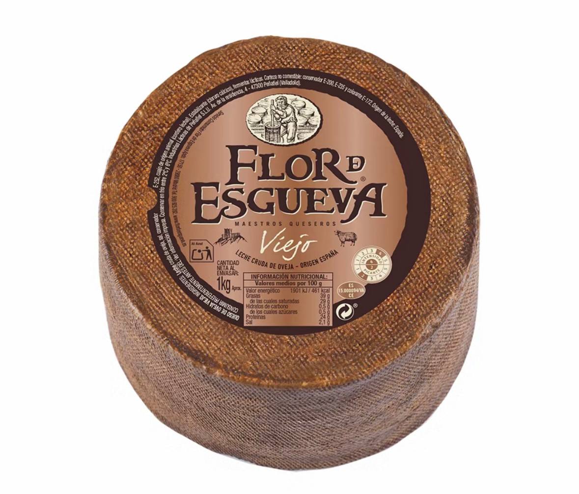 Queso de oveja curado Flor de Esgueva de 1 kg con corteza natural